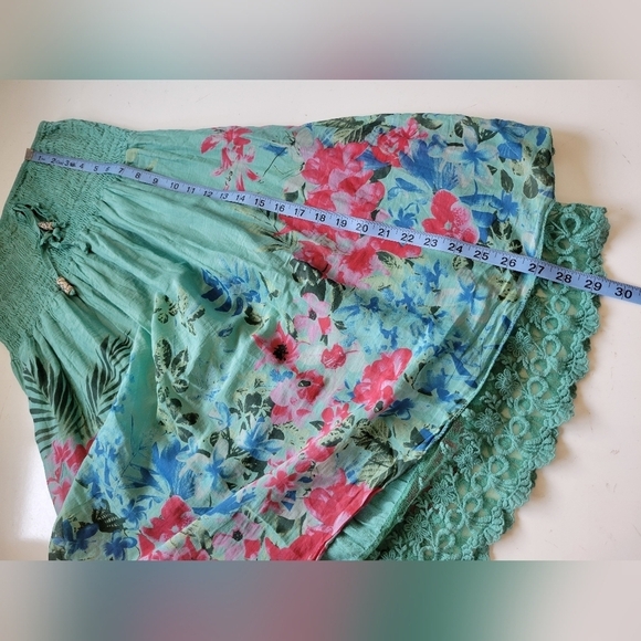 Silk Blend Floral Print Skirt Green XS/S? - Picture 6 of 8